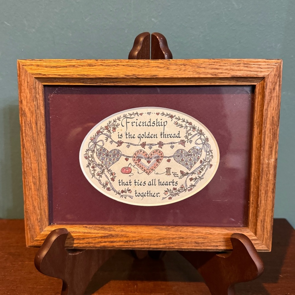 Vintage 1988 LYNN NORTON PARKER “Friendship is the golden thread” calligraphy